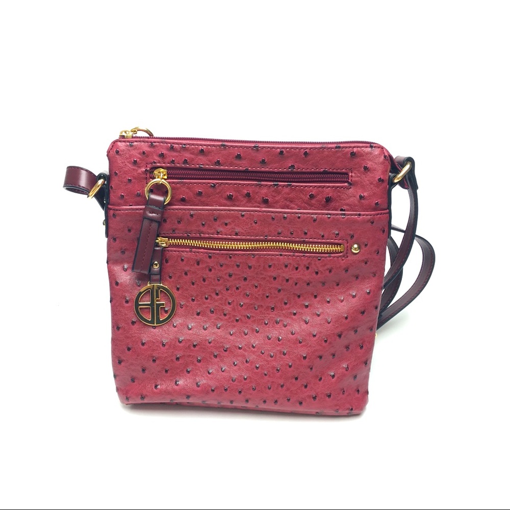 Gianni Bernini Embossed Faux Ostrich Crossbody Bag